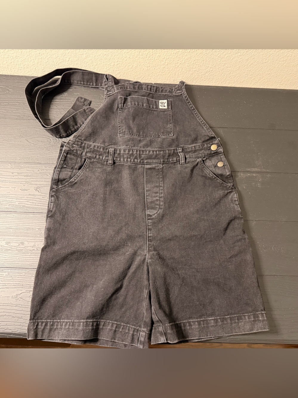 Lucy & Yak Washed Black Denim Short Overalls